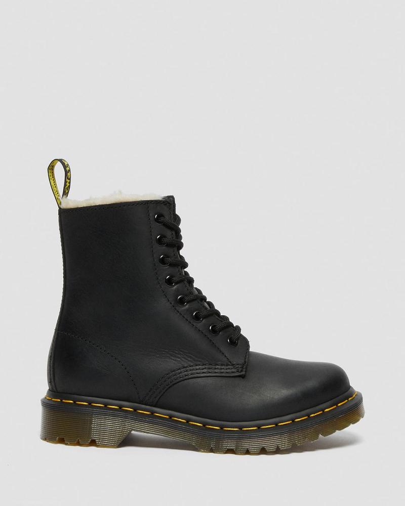 Dr Martens 1460 Faux Fur Forede Snørestøvler Dame Sort | DK 159PJJ